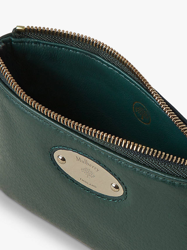 Mulberry Plaque Small Classic Grain Leather Zip Coin Pouch, Mulberry Green