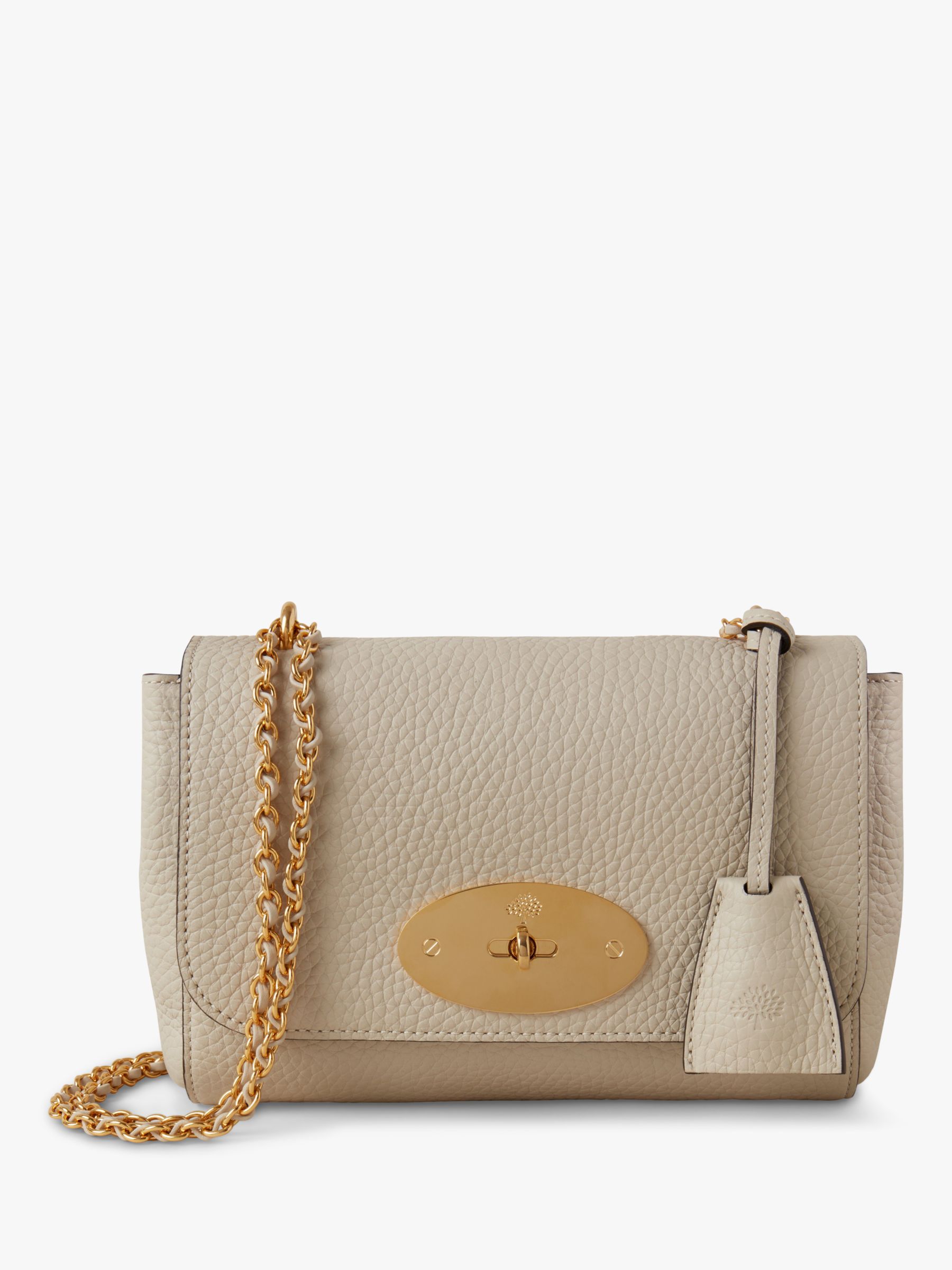 Mulberry Lily Heavy Grain Leather Shoulder Bag, Chalk at John Lewis ...