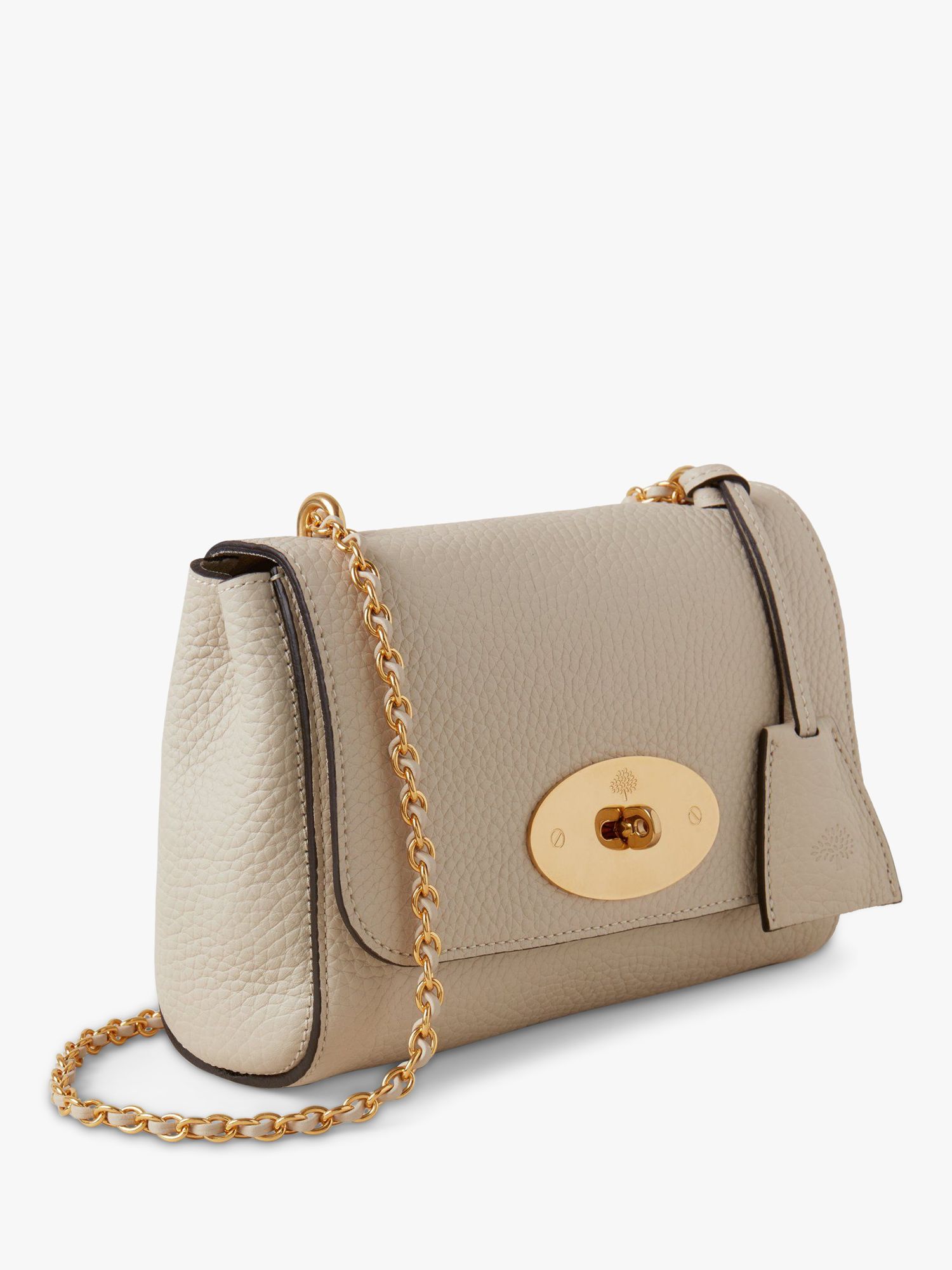 Mulberry Lily Heavy Grain Leather Shoulder Bag, Chalk at John Lewis ...