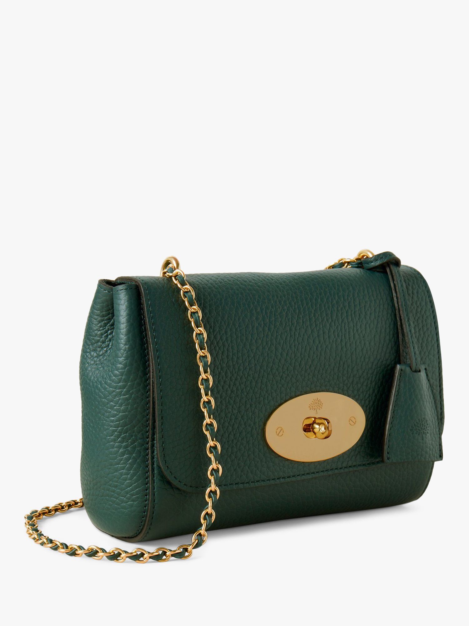 Mulberry Lily Heavy Grain Leather Shoulder Bag, Mulberry Green at John ...