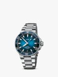 Oris 01 400 7763 4135-07 Men's Aquis Diver's Date Automatic Bracelet Strap Watch, Silver/Blue