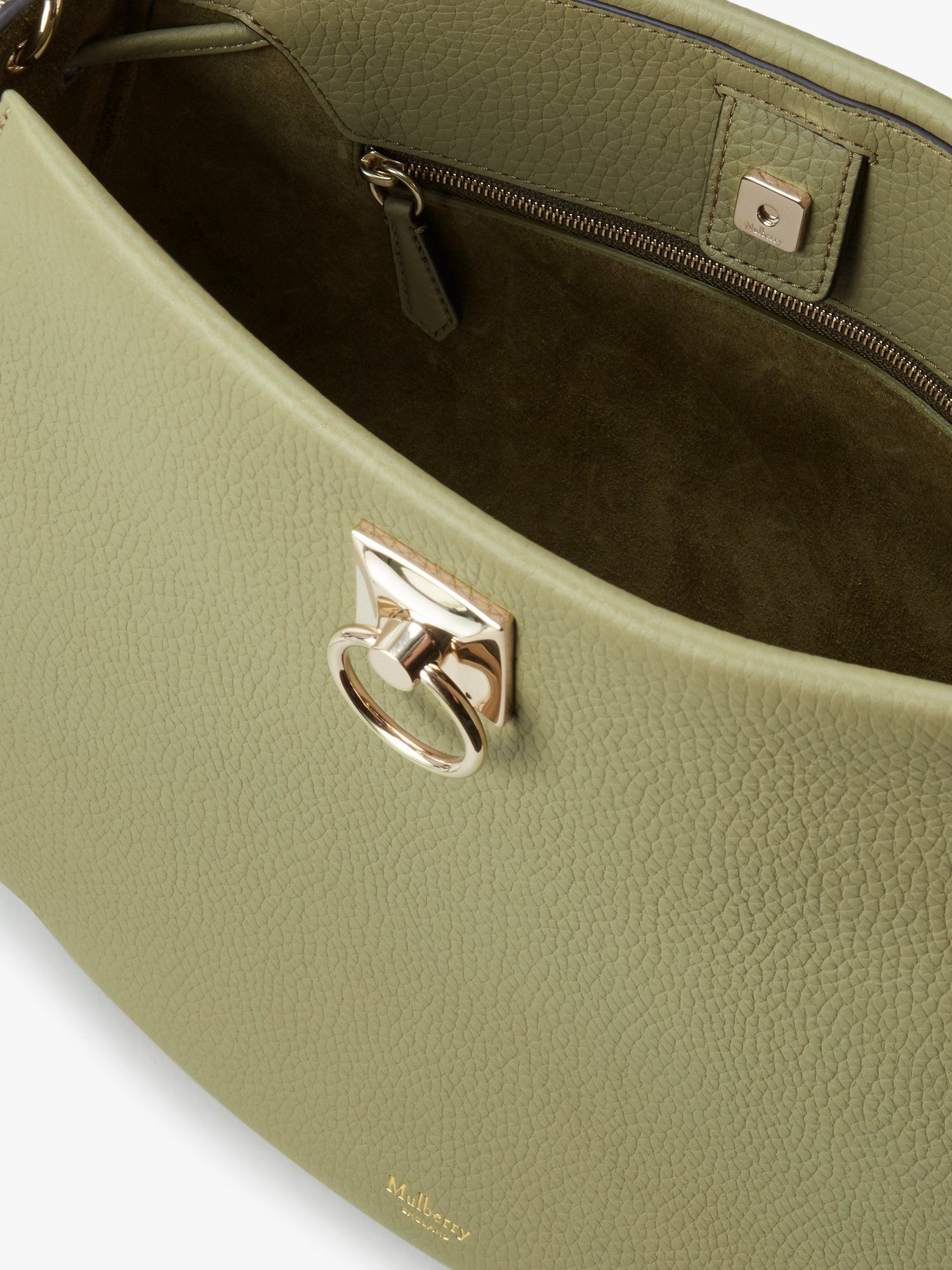 Mulberry Iris Heavy Grain Leather Hobo Bag, Summer Khaki