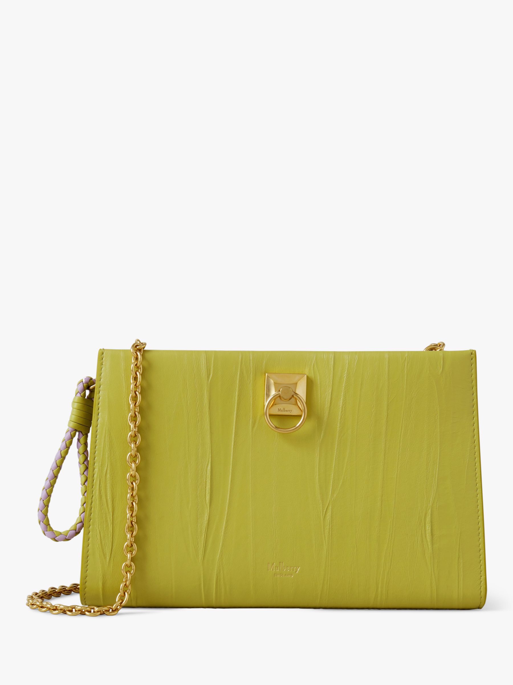 Mulberry Iris Crinkled Leather Wallet On Chain, Meadow Green
