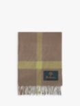 Mulberry Large Check Lambswool Scarf, Cambridge Green/Solid Grey