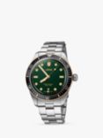 Oris 01 733 7707 4357-07 Men's Divers 65 Automatic Date Bracelet Strap Watch, Silver/Green