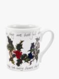 Portmeirion The Holly and the Ivy Earthenware Breakfast Mug, Set of 4, 260ml, White/Multi