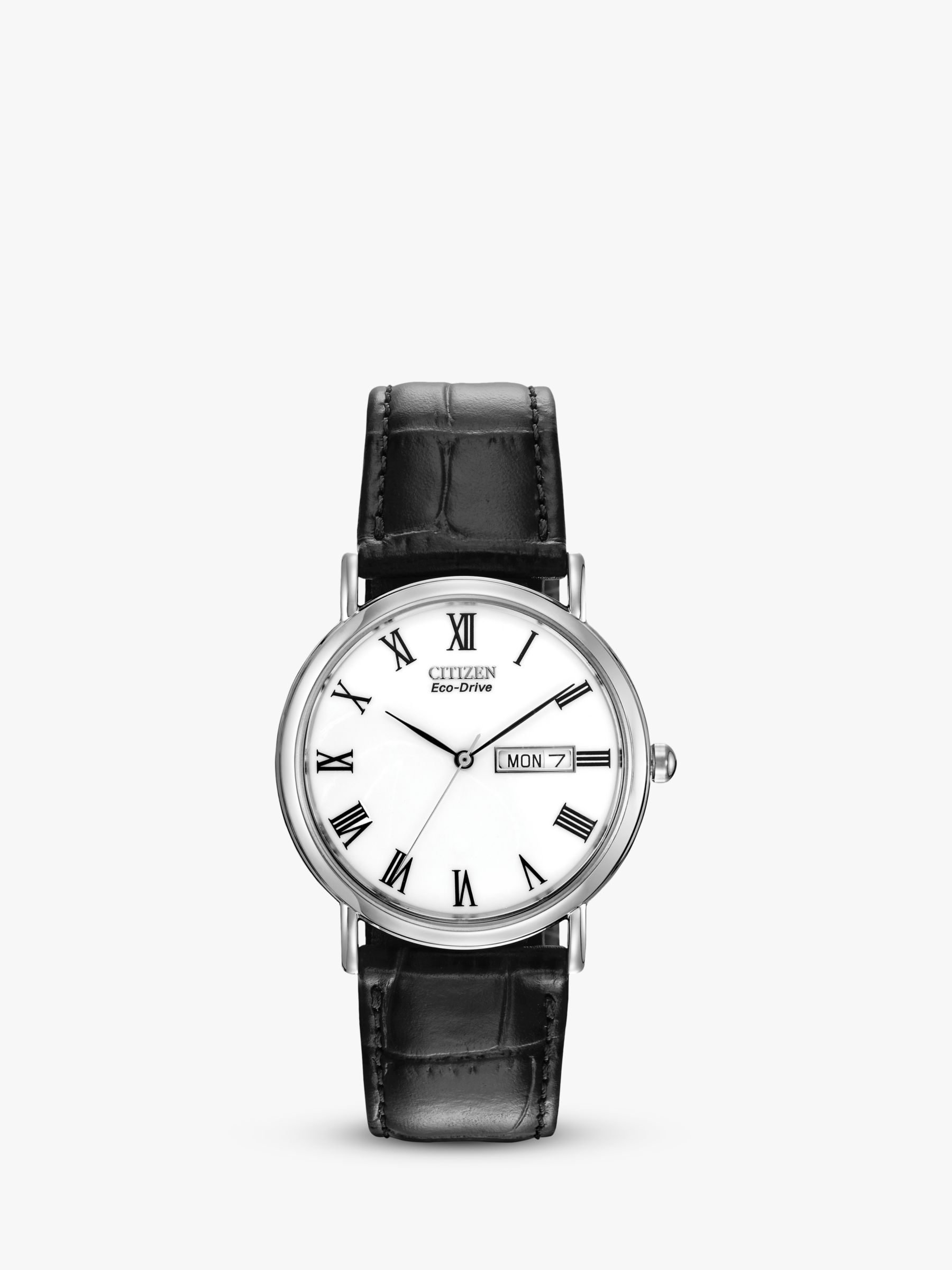 Buy Citizen BM8240-11A Men's Eco-Drive Date Leather Strap Watch, Black/White Online at johnlewis.com