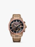 Citizen CB5896-54X Men's Perpetual Chrono A-T Radio Controlled Eco-Drive Date Bracelet Strap Watch, Rose Gold/Brown