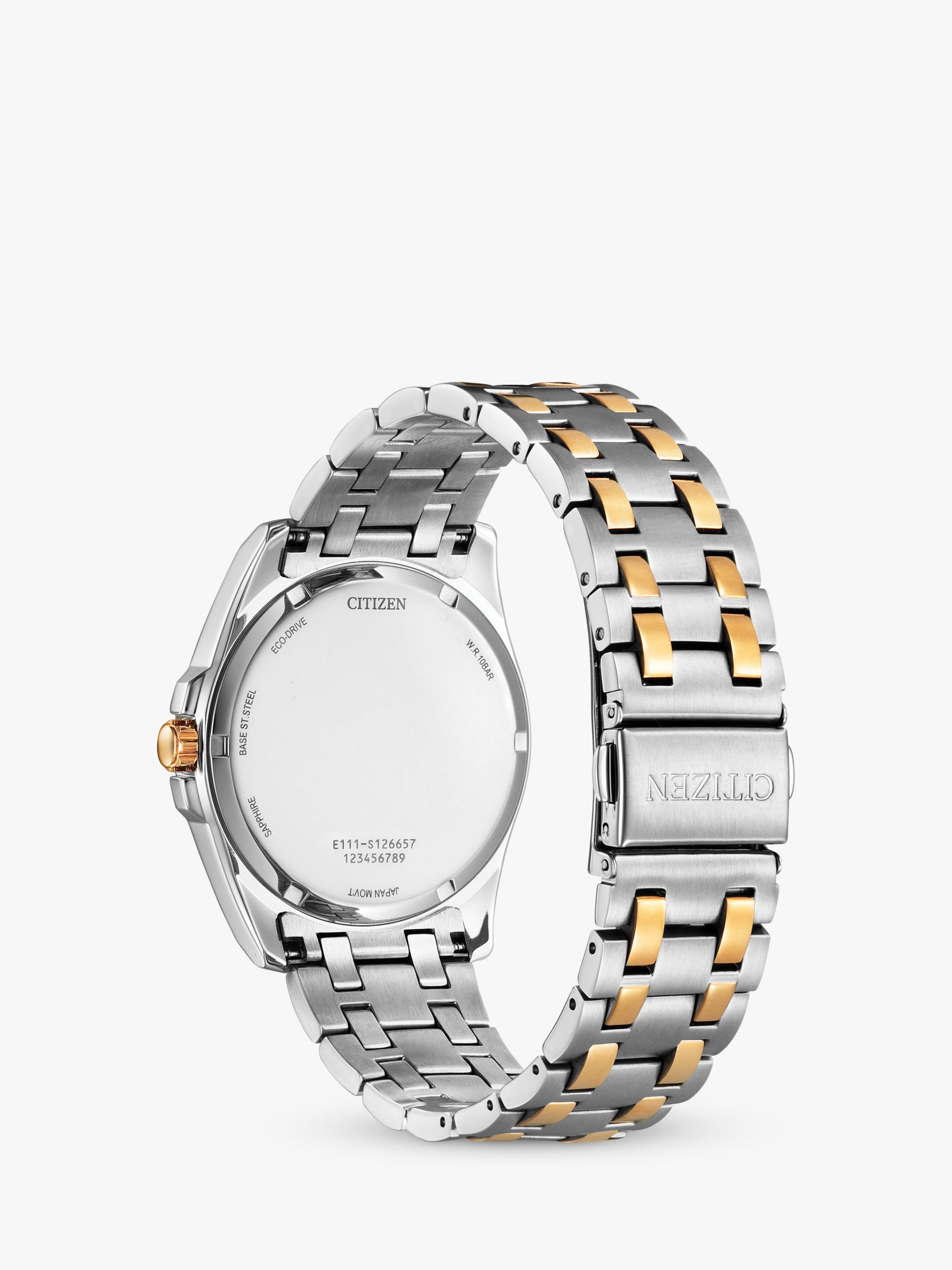 Citizen Men's Classic Eco-Drive Date Two Tone Bracelet Strap Watch,  Silver/Rose Gold/Black Bm7536-53x