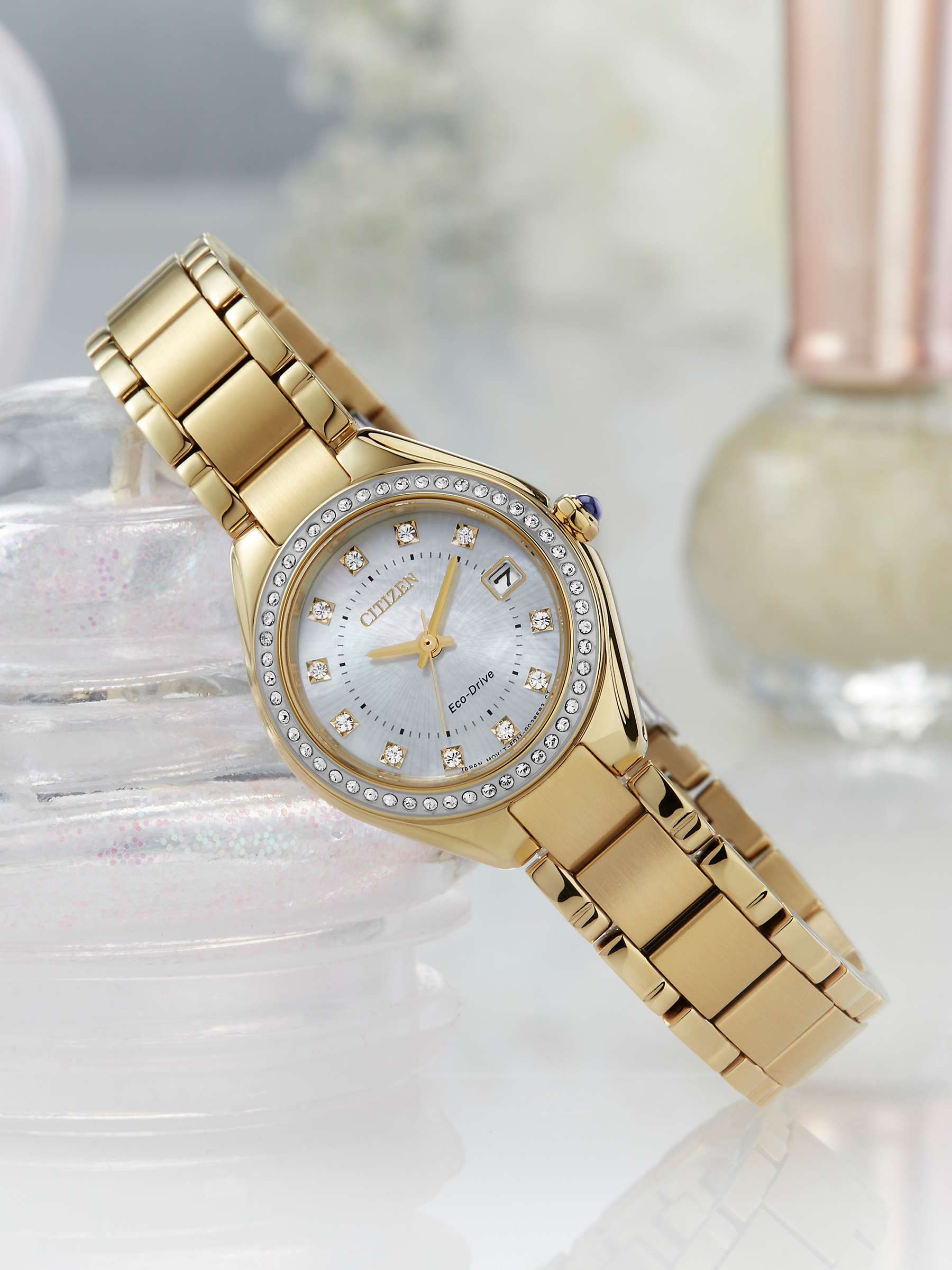 Buy Citizen EW2552-50D Women's Silhouette Crystal Eco-Drive Bracelet Strap Watch, Gold Online at johnlewis.com