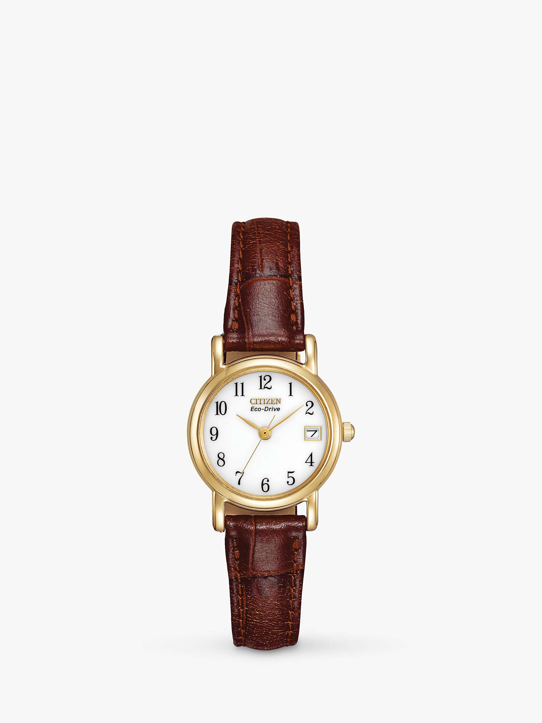 Buy Citizen EW1272-01A Women's Eco-Drive Leather Strap Watch, Brown/White Online at johnlewis.com