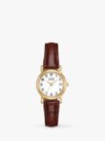 Citizen EW1272-01A Women's Eco-Drive Leather Strap Watch, Brown/White