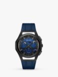 Bulova 98A232 Men's Curv Chronograph Leather Strap Watch, Blue/Black