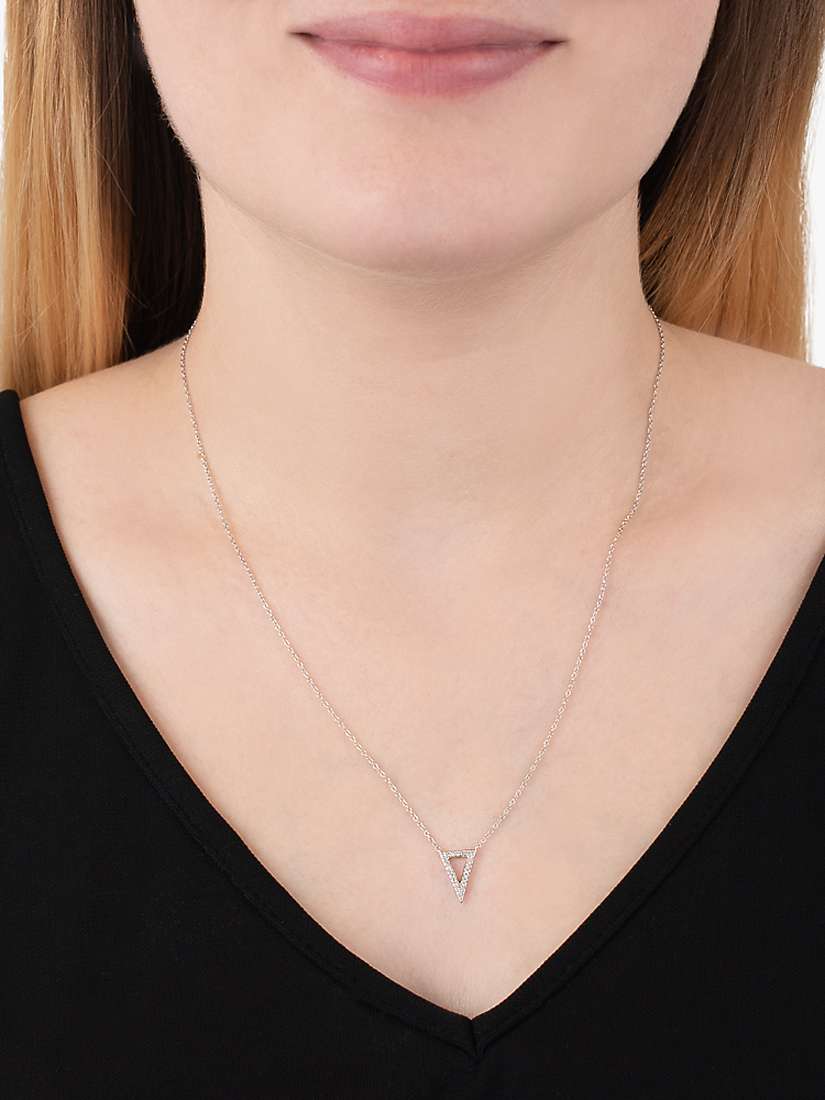 Buy London Road 9ct White Gold Diamond Cut-Out Triangle Pendant Necklace Online at johnlewis.com