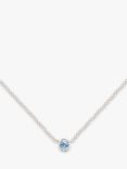 E.W Adams 9ct Gold Solitaire Aquamarine Pendant Necklace, White Gold