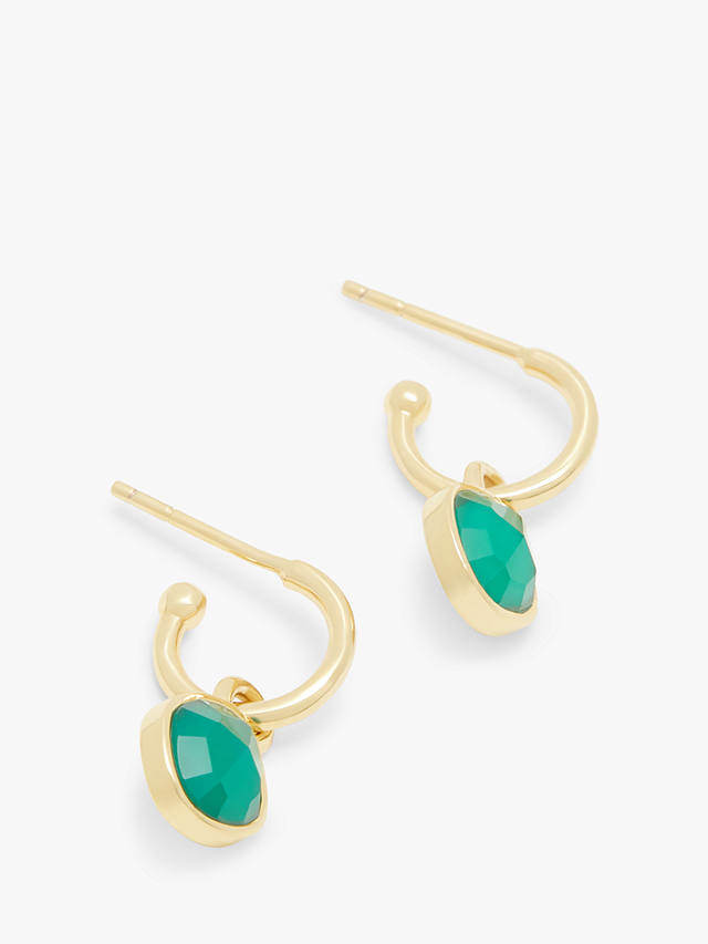 John Lewis Gemstones Half Hoop Earrings, Gold/Green Agate