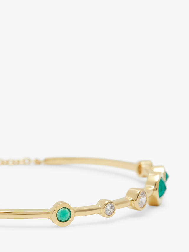 John Lewis Gemstones Multi Stone Bar Slider Bracelet, Gold/Green Agate