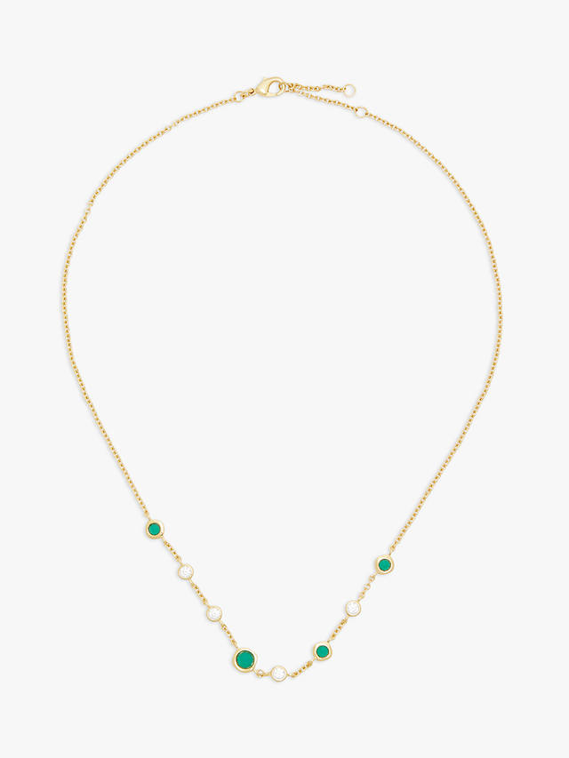 John Lewis Gemstones Cubic Zirconia & Green Agate Collar Necklace