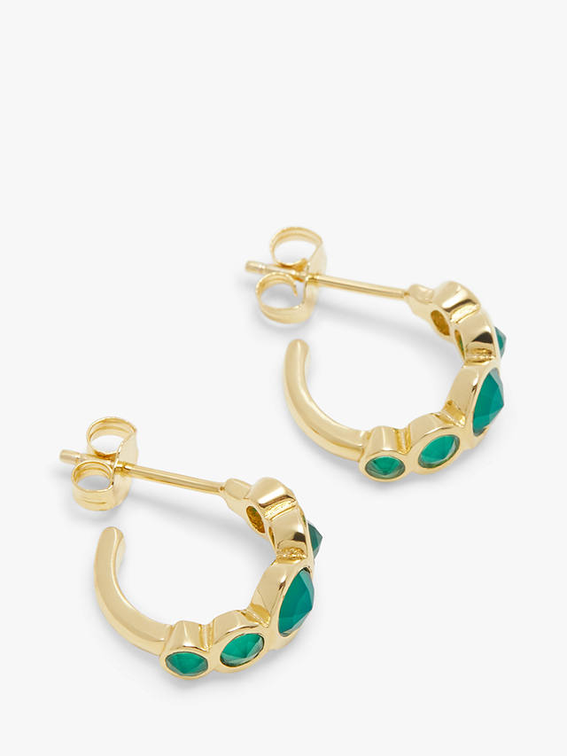 John Lewis Gemstones Row Half Hoop Earrings, Gold/Green Agate