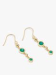 John Lewis Gemstones Cubic Zirconia & Agate Drop Earrings, Gold/Green Agate