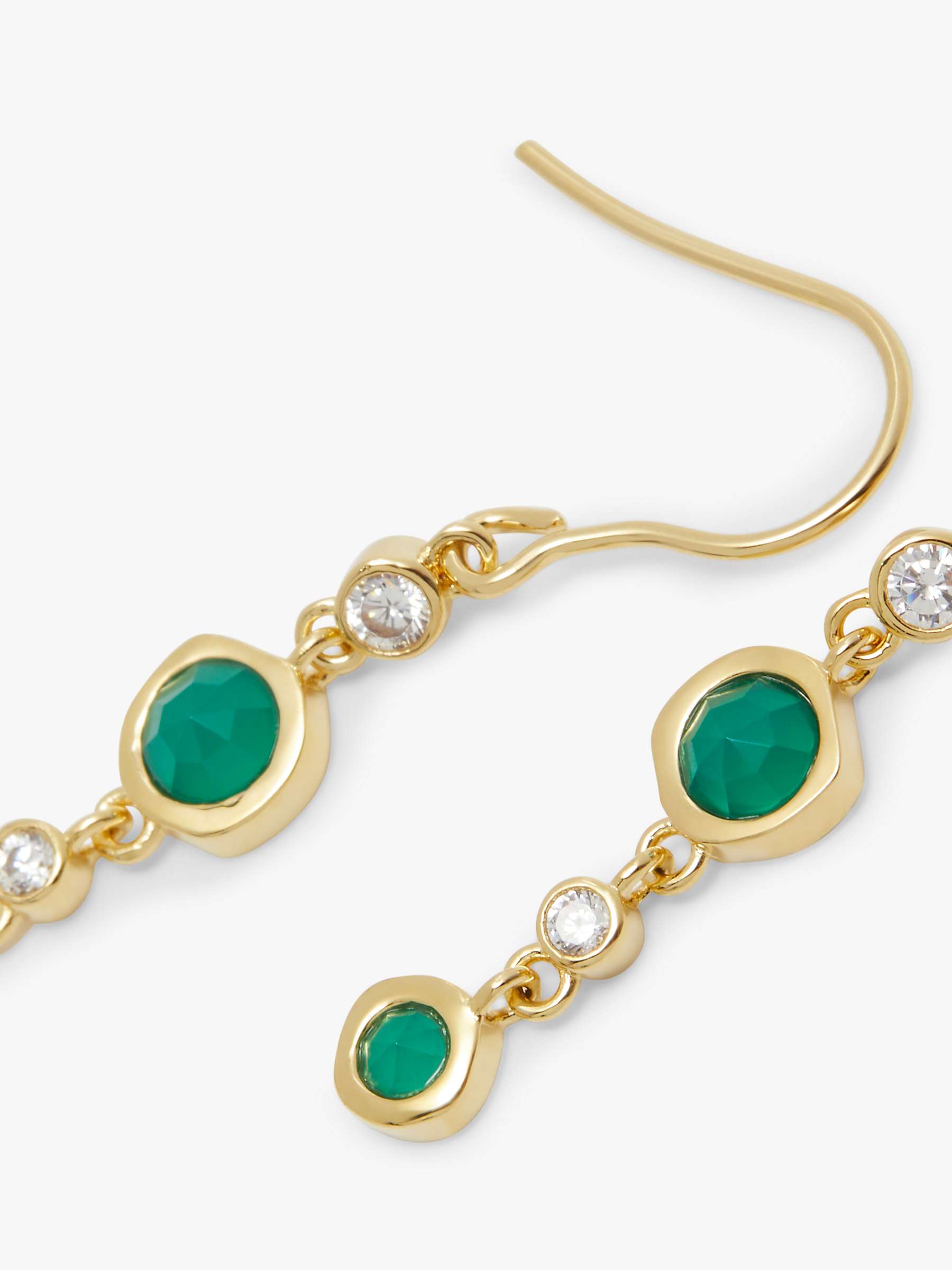 Buy John Lewis Gemstones Cubic Zirconia & Agate Drop Earrings, Gold/Green Agate Online at johnlewis.com