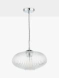 Där Edmond Ribbed Glass Ceiling Light, Clear/Polished Chrome