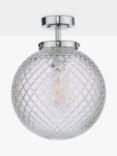 Där Wayne Textured Glass Bathroom Ceiling Light, Clear/Polished Chrome