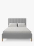 Koti Home Avon Upholstered Bed Frame, Double, Classic Linen Look Mid Grey
