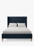 Koti Home Astley Upholstered Bed Frame, King Size, Vintage Velvet Petrol