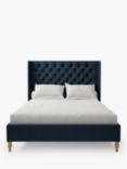 Koti Home Astley Upholstered Bed Frame, Super King Size, Vintage Velvet Petrol