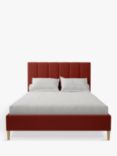 Koti Home Avon Upholstered Bed Frame, King Size, Luxe Velvet Rust