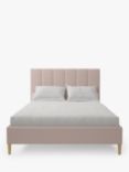 Koti Home Avon Upholstered Bed Frame, Double, Classic Linen Look Washed Pink