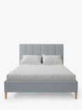 Koti Home Avon Upholstered Bed Frame, Double, Classic Linen Look Duck Egg
