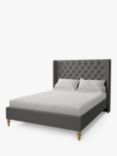 Koti Home Astley Upholstered Bed Frame, King Size, Luxe Velvet Steel