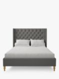 Koti Home Astley Upholstered Bed Frame, King Size, Luxe Velvet Steel