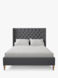 Koti Home Astley Upholstered Bed Frame, Double, Luxe Velvet Granite