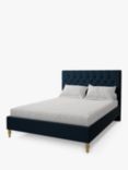 Koti Home Eden Upholstered Bed Frame, Double, Vintage Velvet Petrol