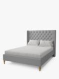 Koti Home Astley Upholstered Bed Frame, King Size, Classic Linen Look Mid-grey