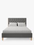 Koti Home Eden Upholstered Bed Frame, Double, Luxe Velvet Steel