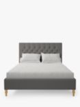 Koti Home Eden Upholstered Bed Frame, King Size, Luxe Velvet Steel