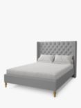 Koti Home Astley Upholstered Bed Frame, Super King Size, Classic Linen Look Mid-grey