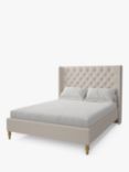 Koti Home Astley Upholstered Bed Frame, King Size, Classic Linen Look Beige