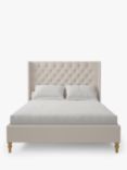 Koti Home Astley Upholstered Bed Frame, King Size, Classic Linen Look Beige