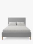 Koti Home Dee Upholstered Bed Frame, King Size, Classic Linen Look Mid Grey