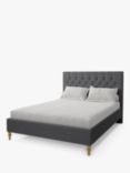 Koti Home Eden Upholstered Bed Frame, Double, Luxe Velvet Granite