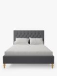 Koti Home Eden Upholstered Bed Frame, Double, Luxe Velvet Granite
