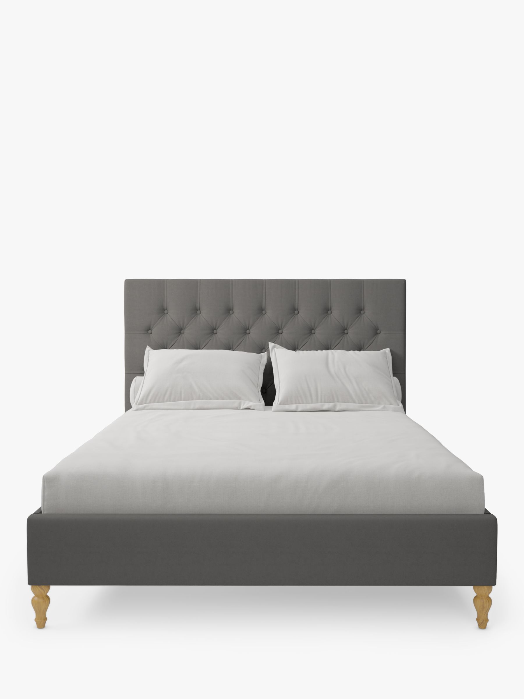 Koti Home Eden Upholstered Bed Frame, Super King Size, Luxe Velvet Steel