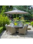 LG Outdoor Bergen 6-Seat Round Garden Dining Table & Armchairs Set with Parasol, Natural/Sandy Grey