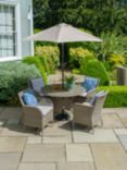 LG Outdoor Monaco 4-Seat Round Garden Dining Table & Armchairs Set with Parasol