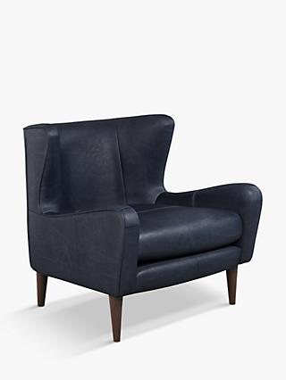 John Lewis + Swoon Keats Wingback Leather Armchair, Sellvagio Blue
